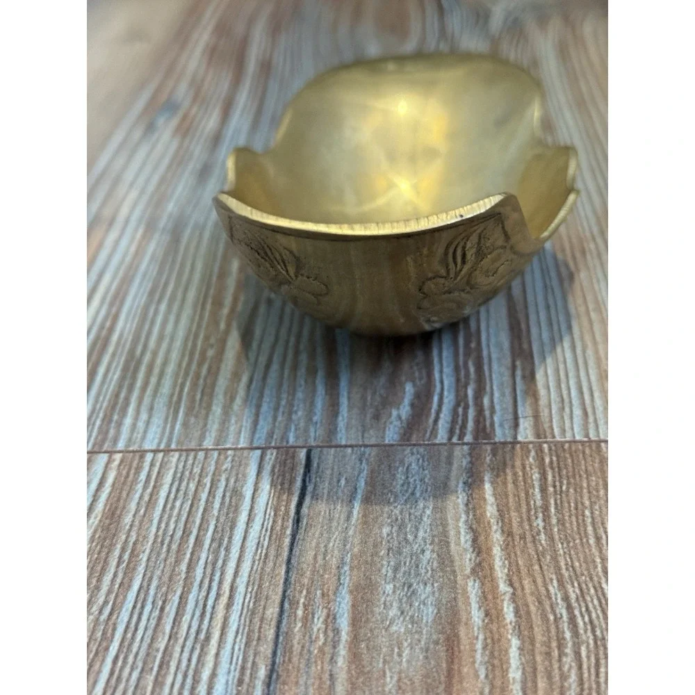 Vintage Bombay Salvage Brass Intricate Dish Piece Art Nouveau Design 2.5x6